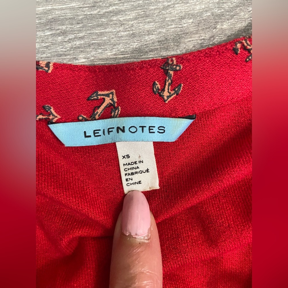Leifnotes Red Casual Dress w Anchors & ships size XS - Picture 7 of 11